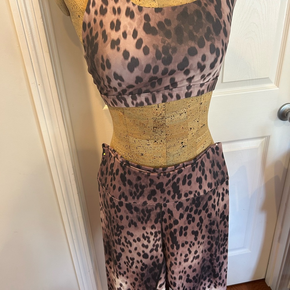Fabletics size Medium Leopard Print Sports Bra and Leggings Set